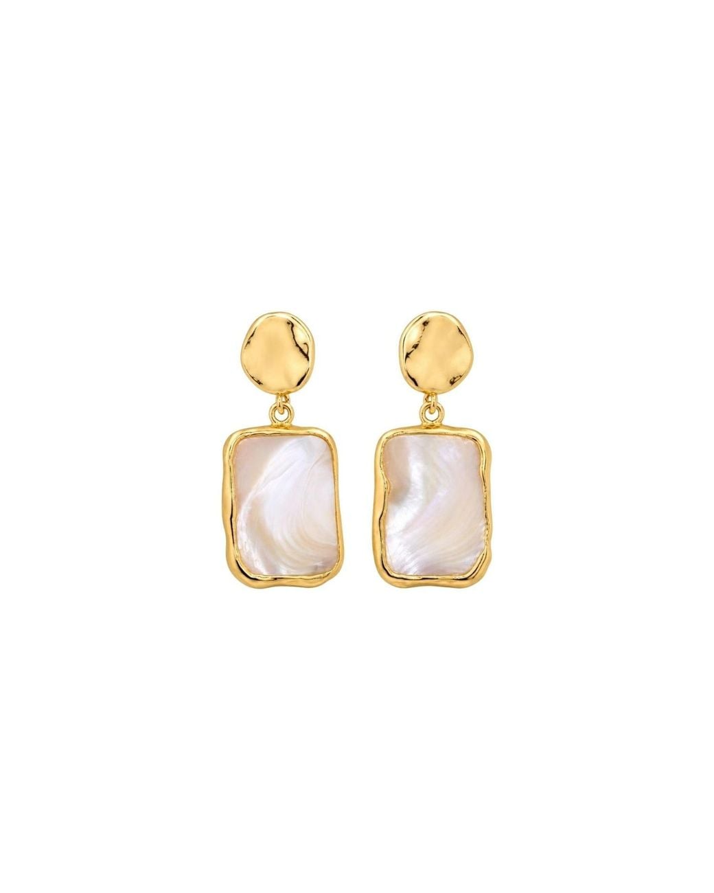 Uchi and Soto Metallic Shinju Mother Of Pearl Square Drop Earrings