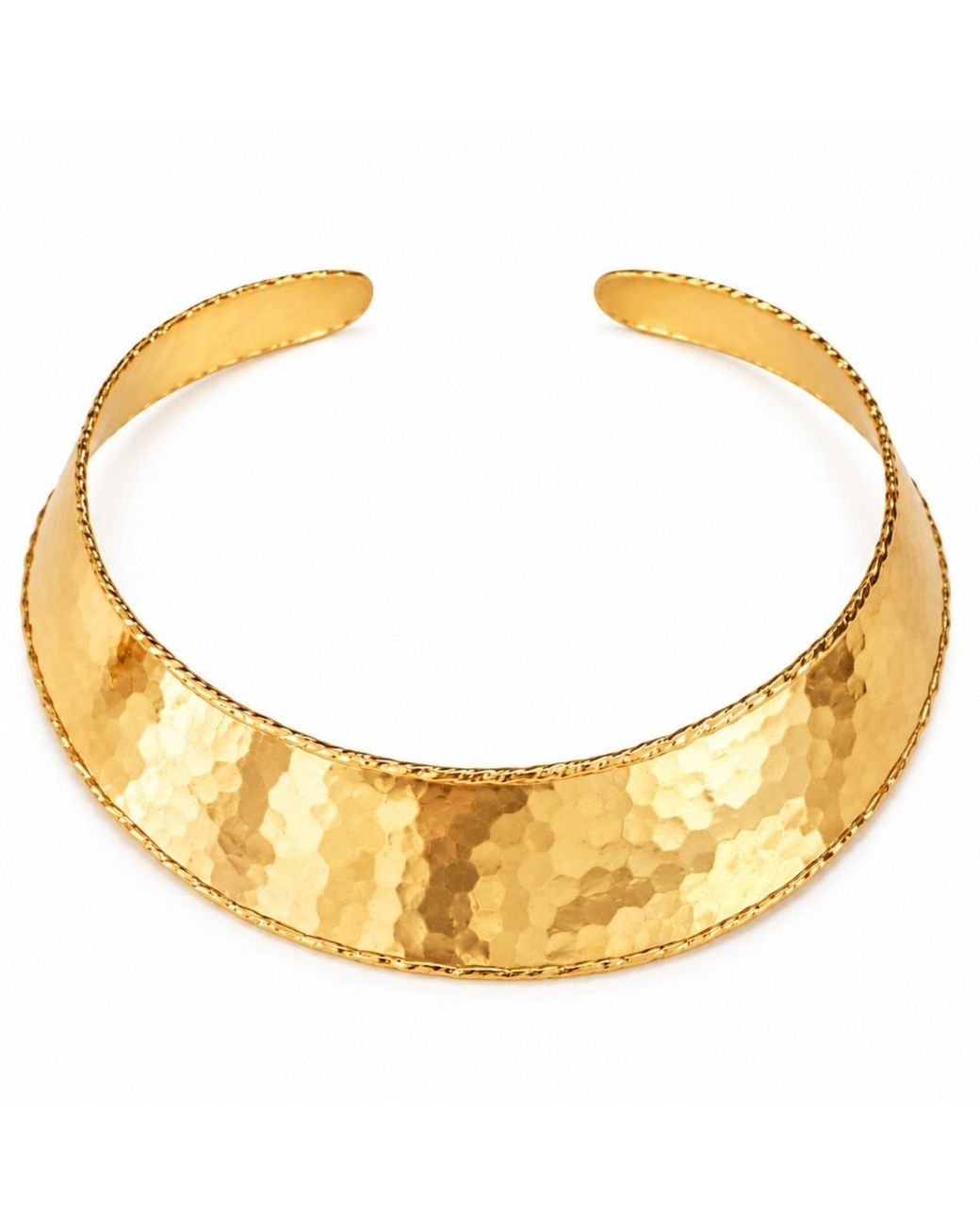 Vstyle Metallic Hammered Collar Necklace