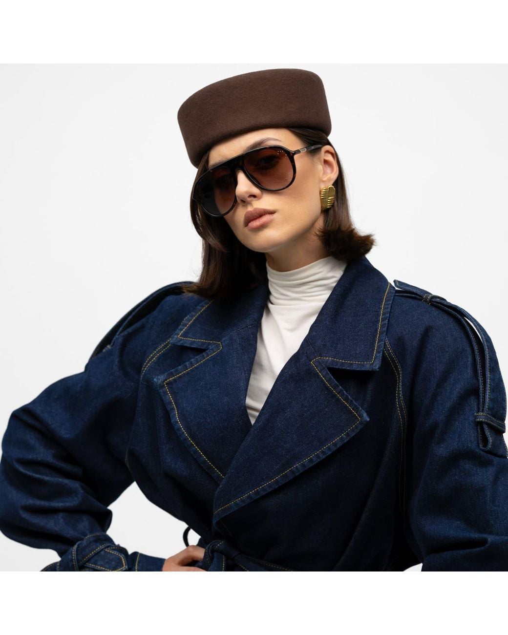 Mandragora Blue Oversized Cotton Trench Coat Arney Dark