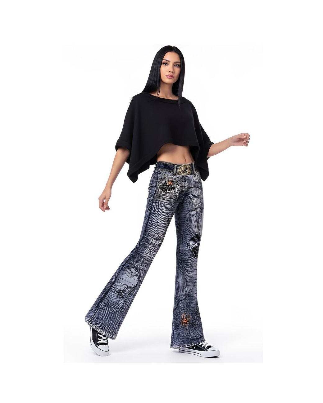 Ipng Design Blue Halloween Bell Bottom Pants