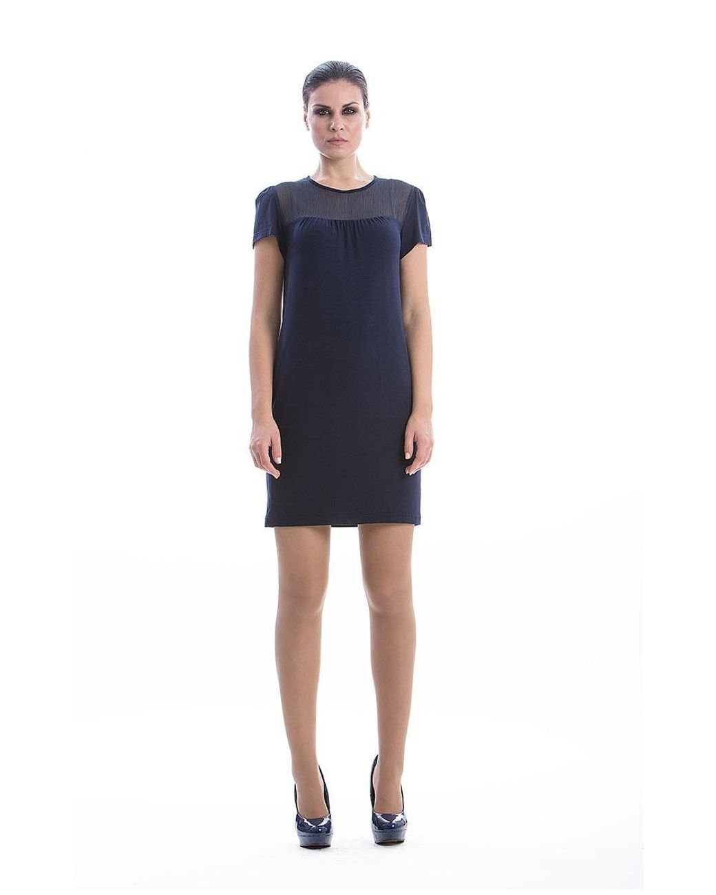 Conquista Blue Sheer Detail Dress