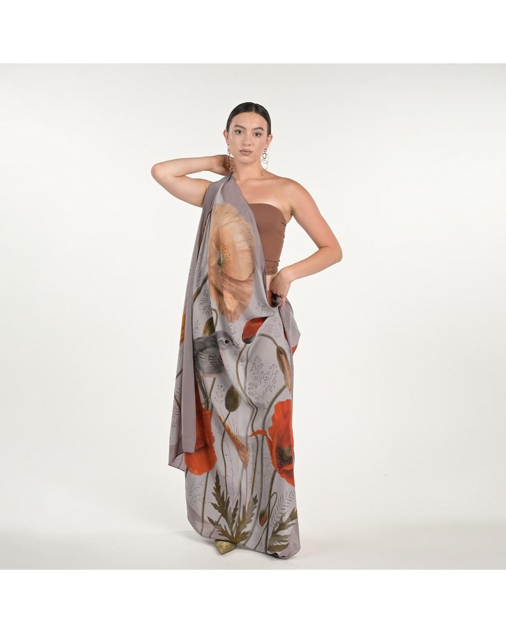 Silk&Soul Gray Poppy Scarf