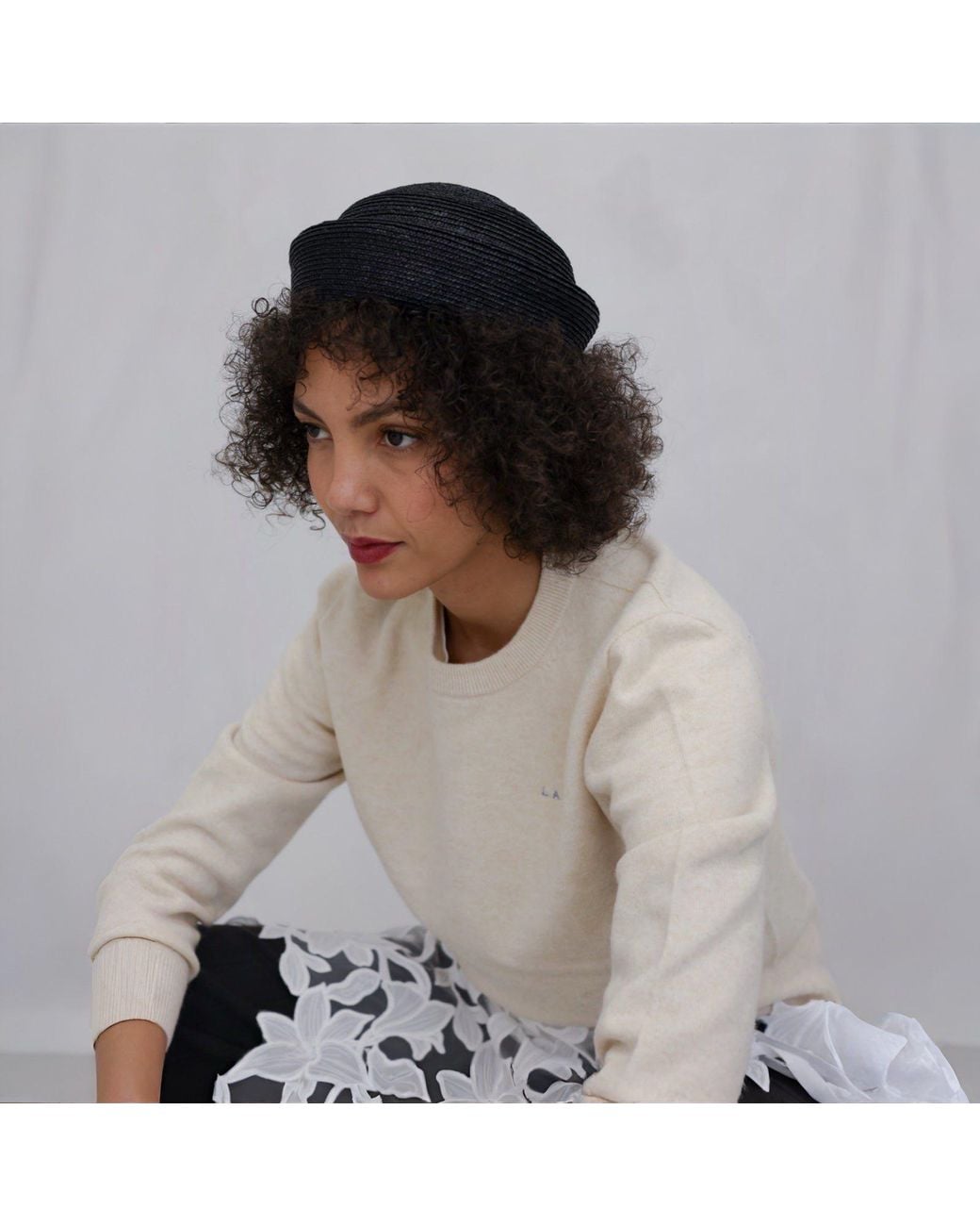London Atelier Byproduct Blue Straw Pillbox Hat