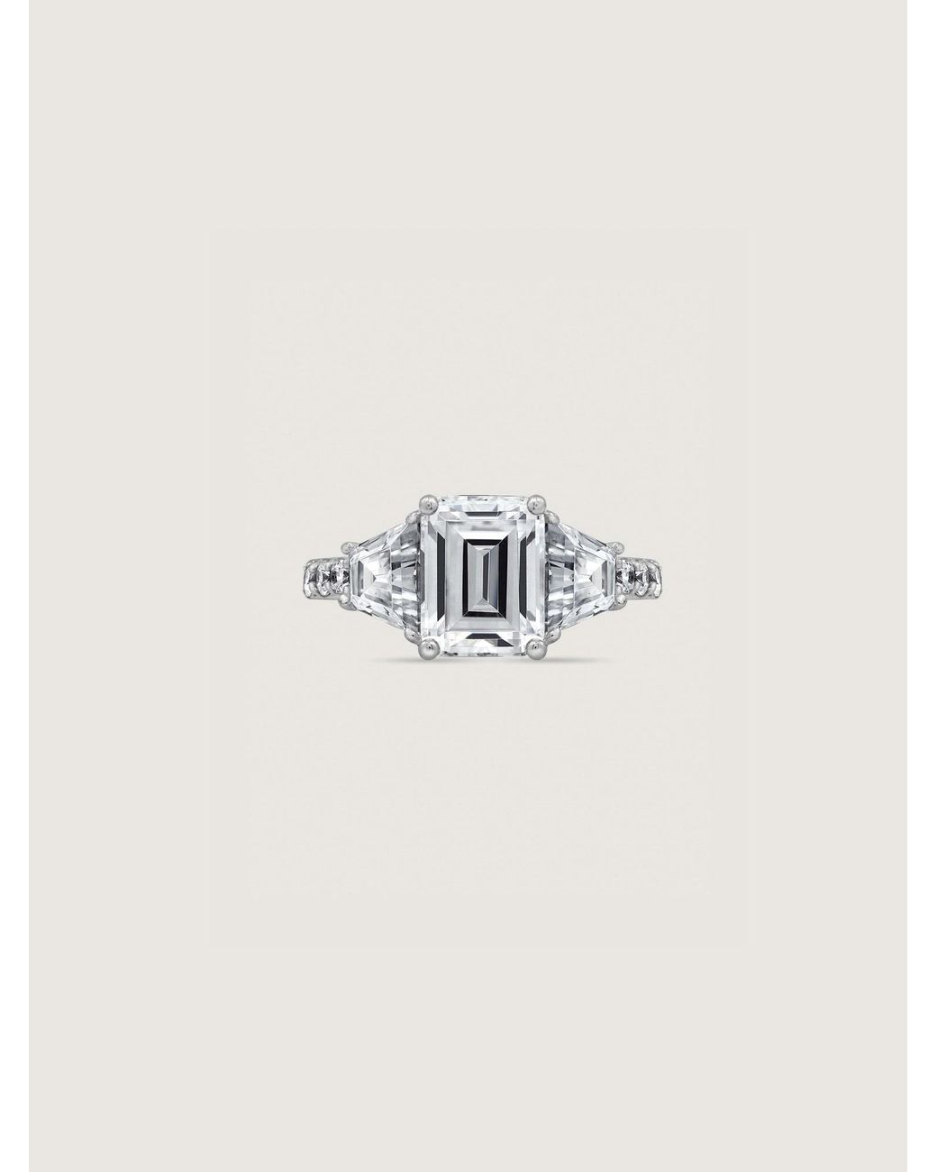 Diamonbliss White Emerald Cut With Trapeze Side Stone Engagement Ring
