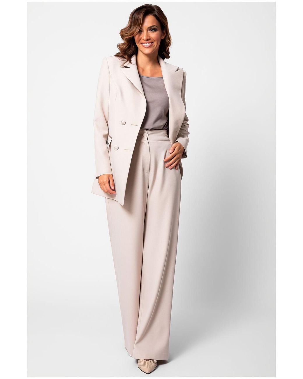 Luna Fashion House Natural Neutrals Wide Leg Pants, Natasha