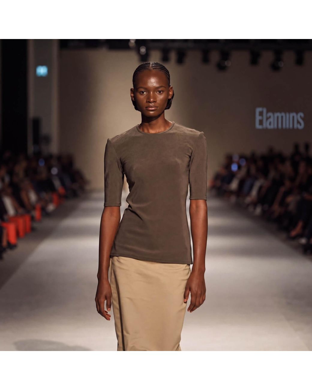 Elamins Brown Three Quarter Sleeve Top