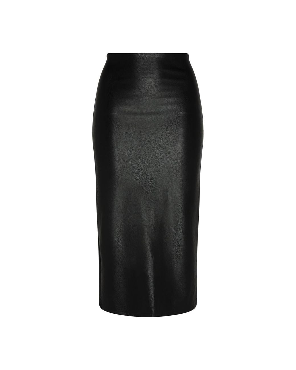 Commando Black Faux Leather Control Smoothing Midi Skirt, Sk06