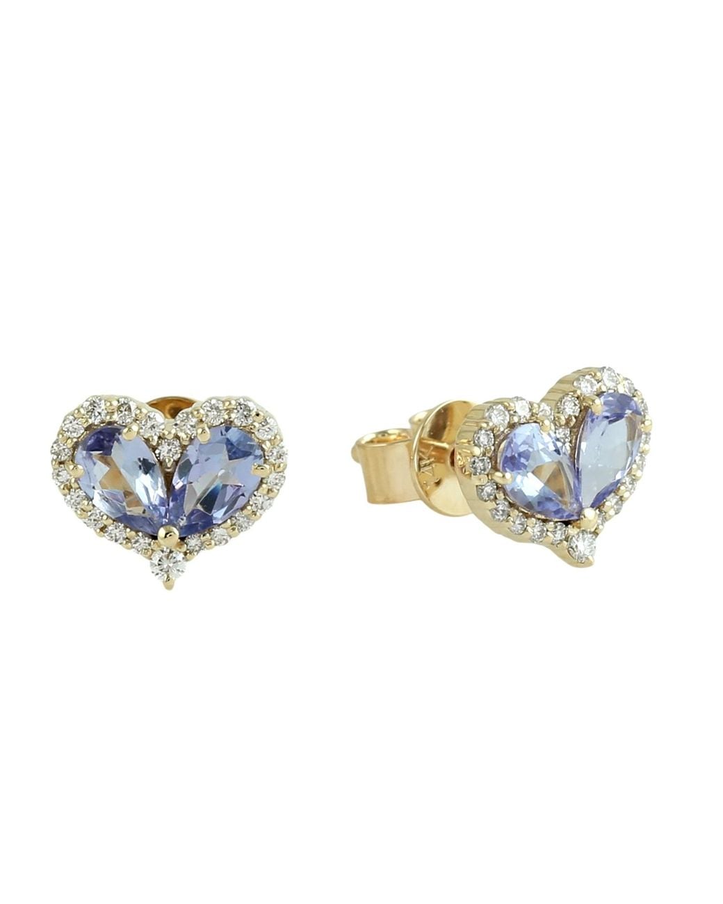 Artisan Blue 14K Heart Tanzanite & Diamond Halo Stud Earrings