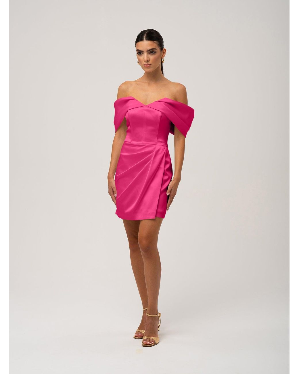 Tia Dorraine Pink Heavenly Kissed Draped Satin Mini Dress