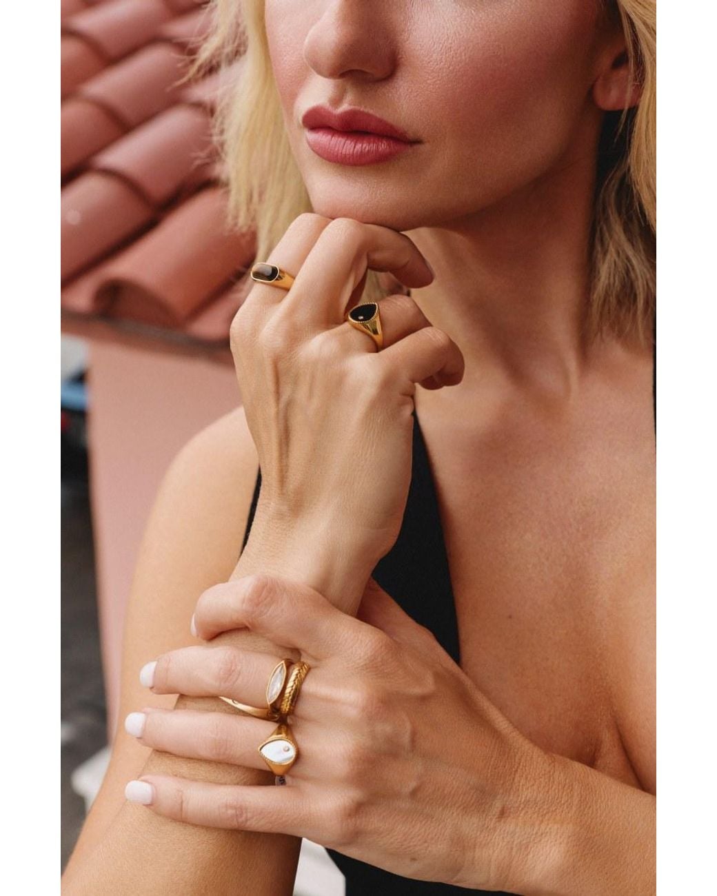 Adriana Pappas Designs Black Teardrop Ring