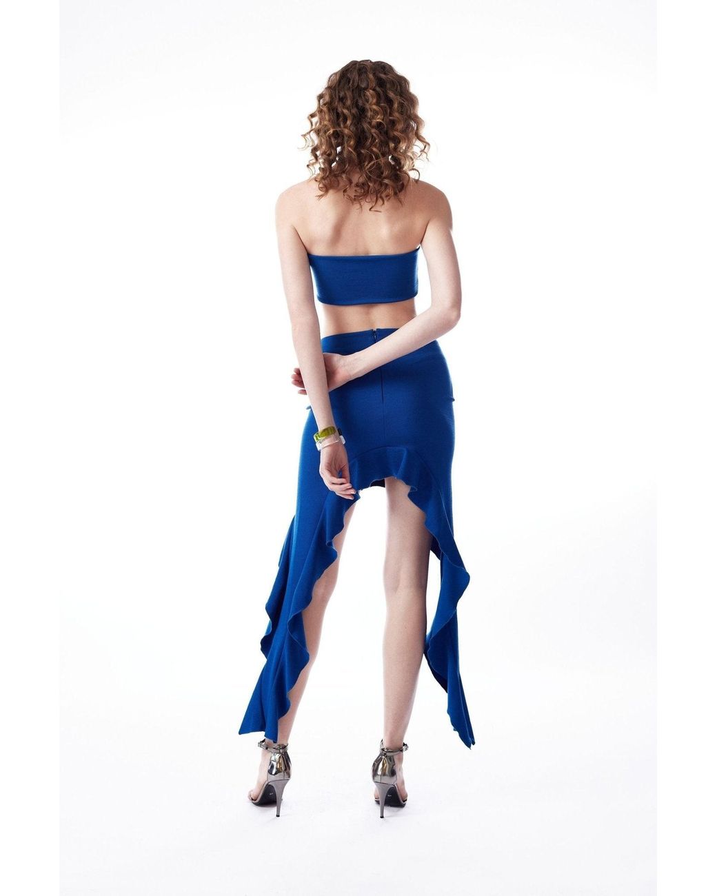 No'design Blue Mini Skirt With Side Ruffled Detail