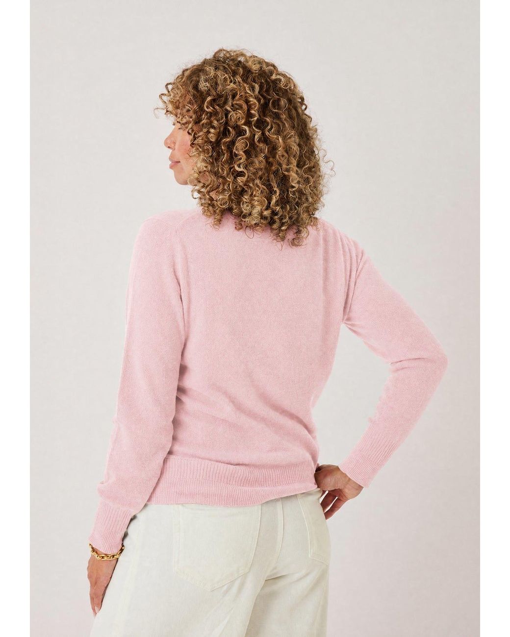 Loop Cashmere Pink Cashmere Crew Neck Sweater