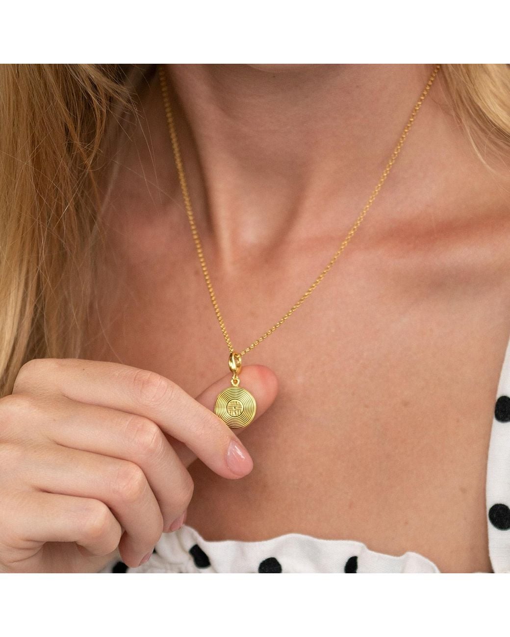 Lily Charmed Metallic Plated Vinyl Record Charm Necklace