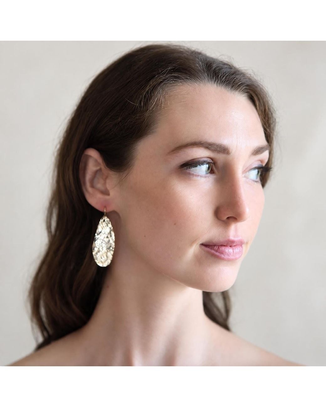 Heather Hawkins Jewelry Metallic Hand Hammered Free Form Cut Earrings