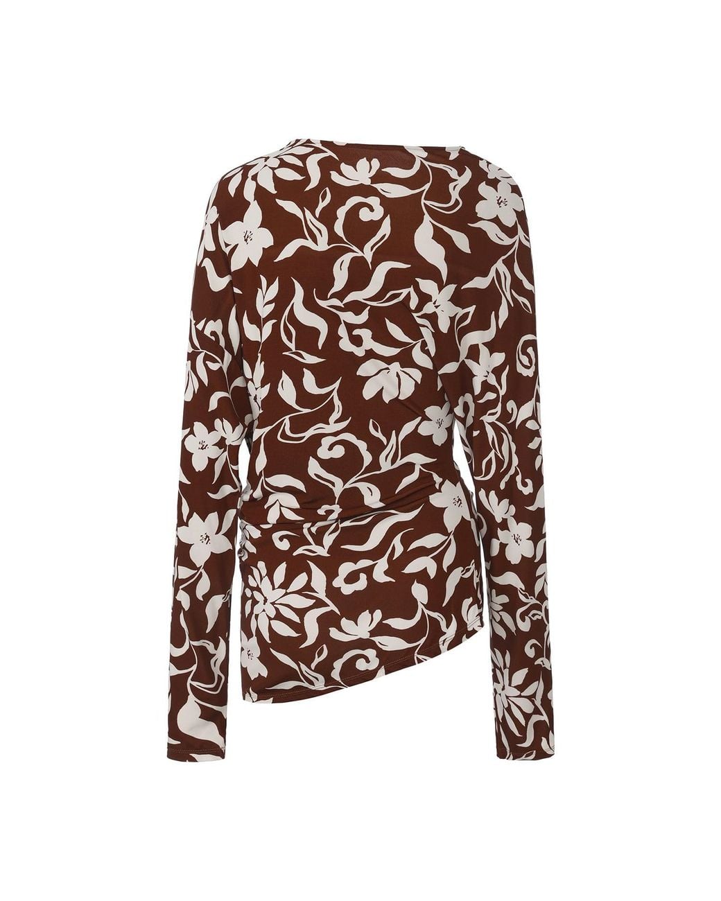 FRONT ROW SHOP Brown Mai Draped Viscose Jersey T-Shirt