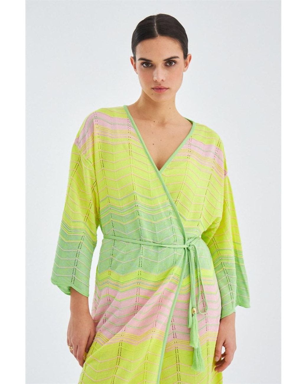 Peraluna Green Sakura Knit Kimono