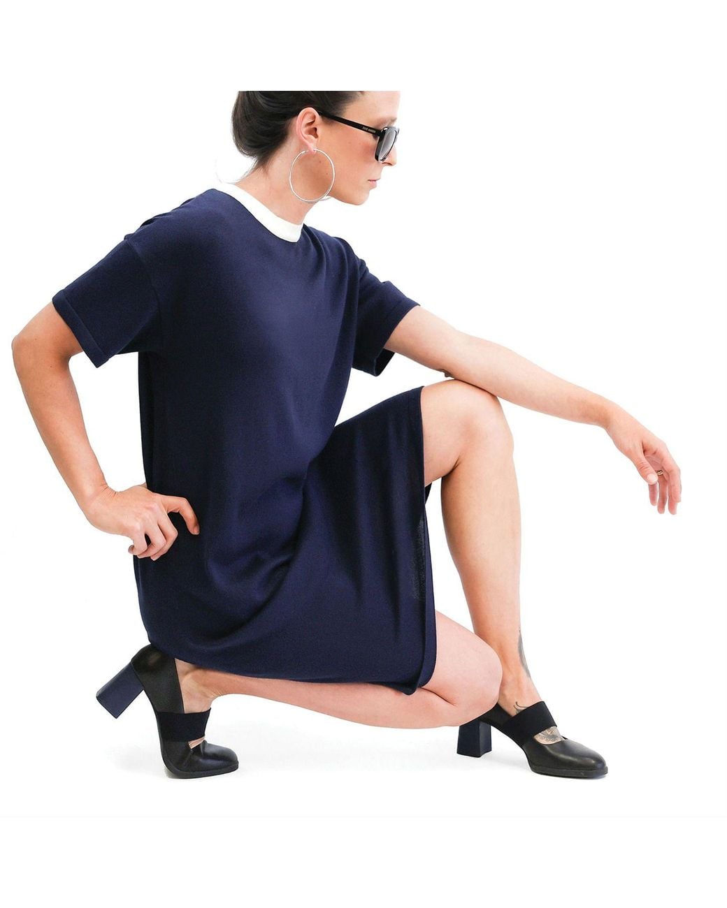 Zenzee Blue Silk Cashmere Tee Shirt Dress