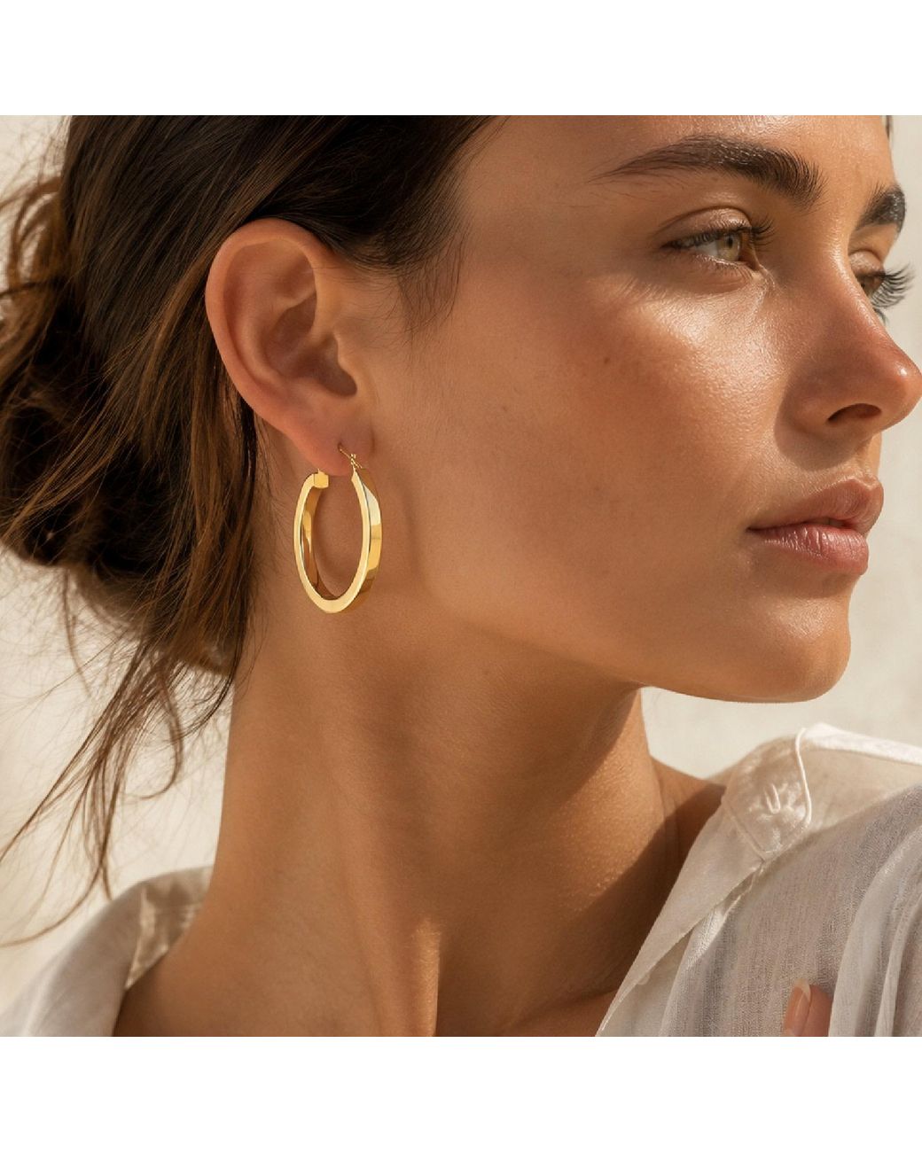 Unaloe Metallic Polished Plated Chunky Hoop Earrings