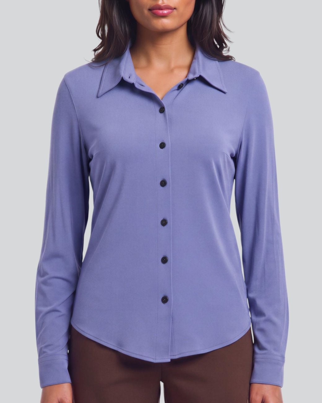 Lords of Harlech Blue Stephanie Dawn Lyocell Stretch Long-Sleeve Shirt