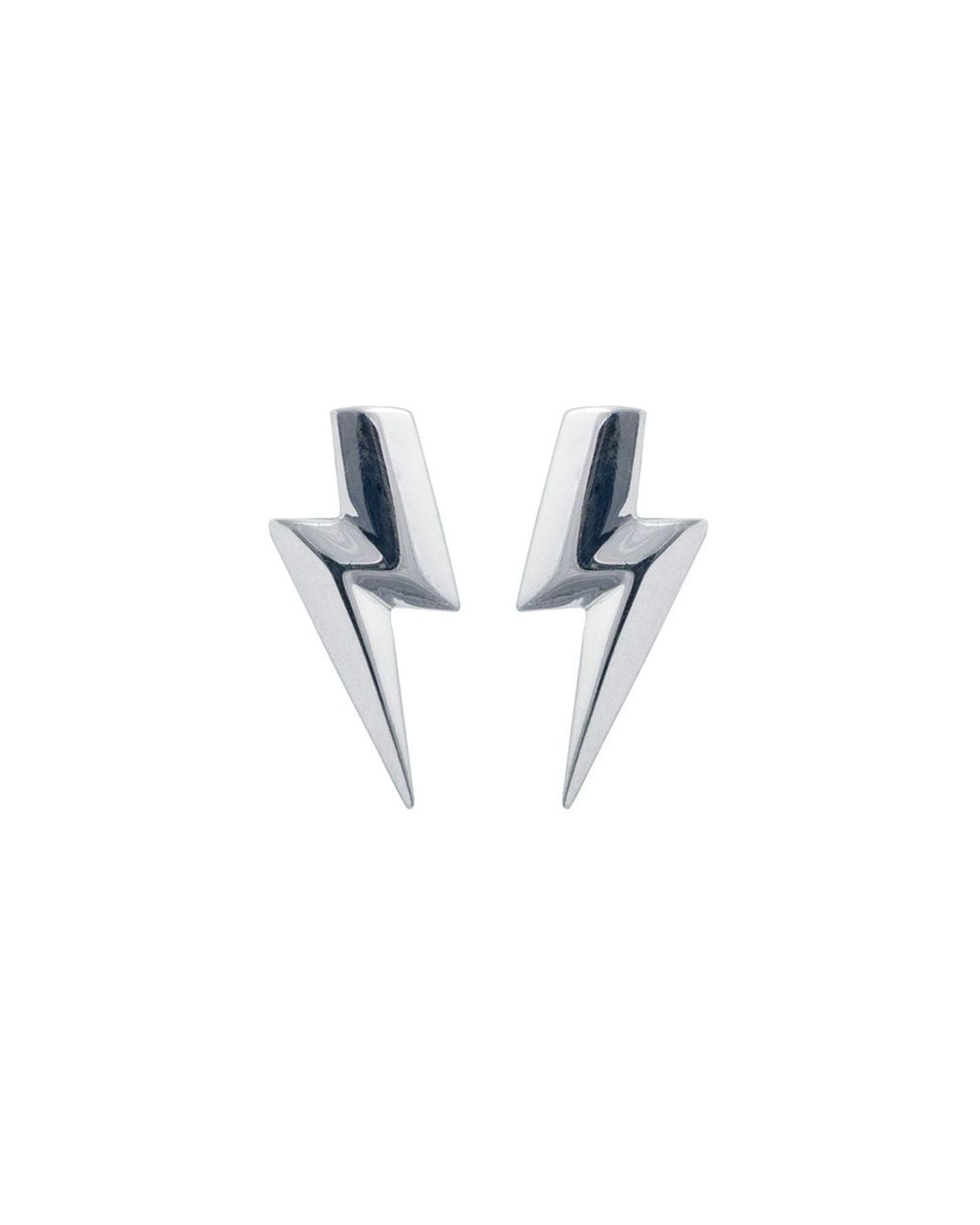 Edge Only Metallic 3D Flat Top Lightning Bolt Earrings Sterling