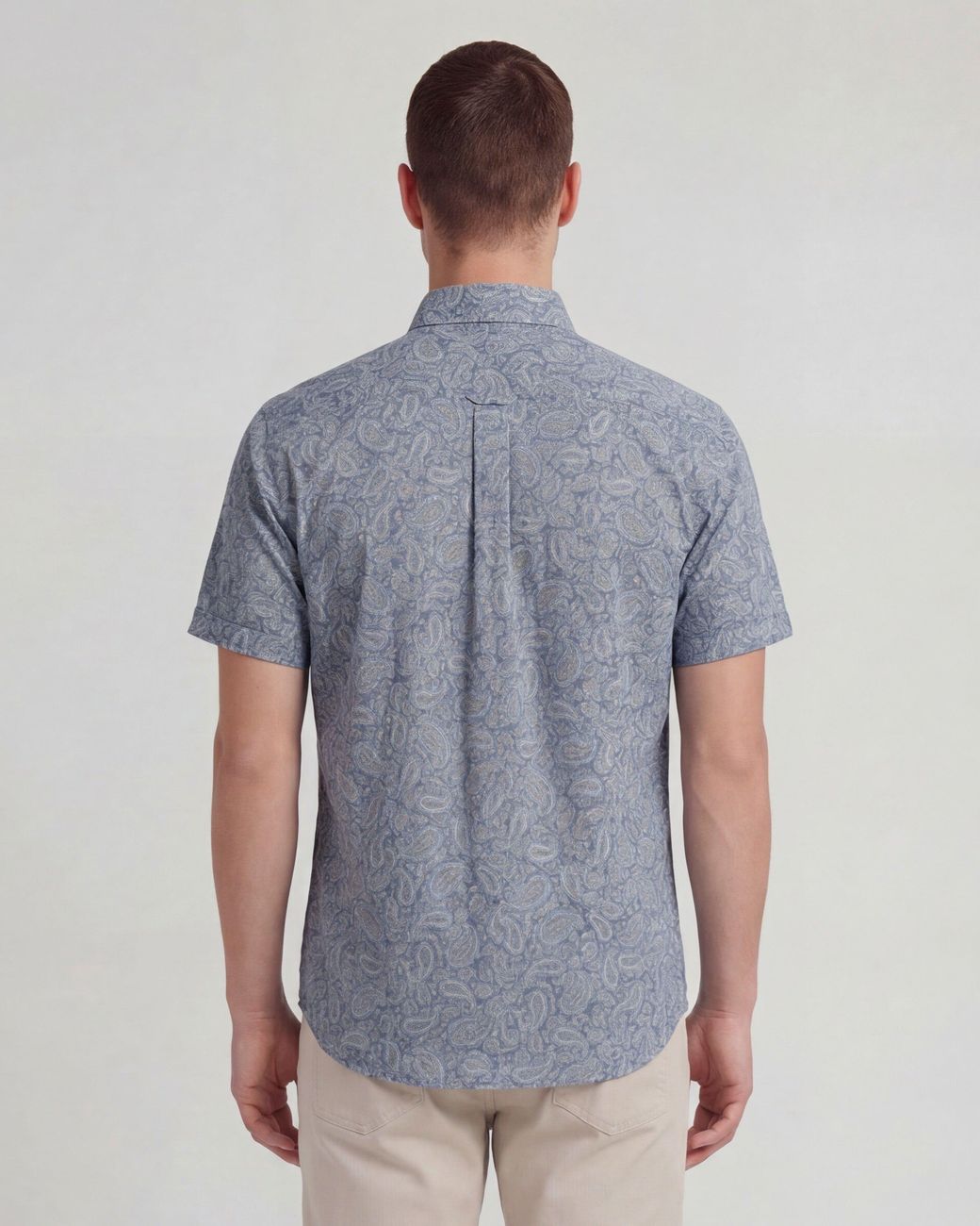 Lords of Harlech Blue Neutrals Tim Paisley Pile Natural Printed Button Up Shirt for men