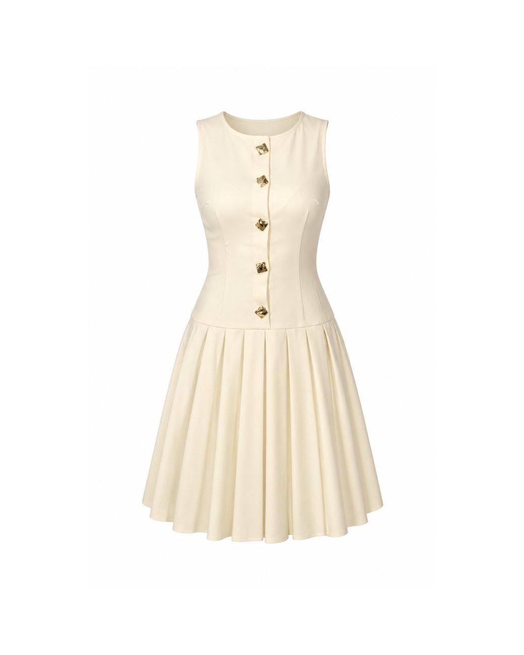 Girl In Mind Natural Penelope Tailored Pleated Mini Dress Cream