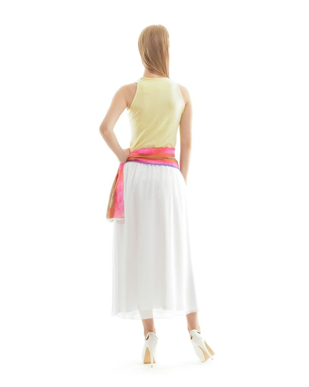 Conquista White Maxi Layer Skirt