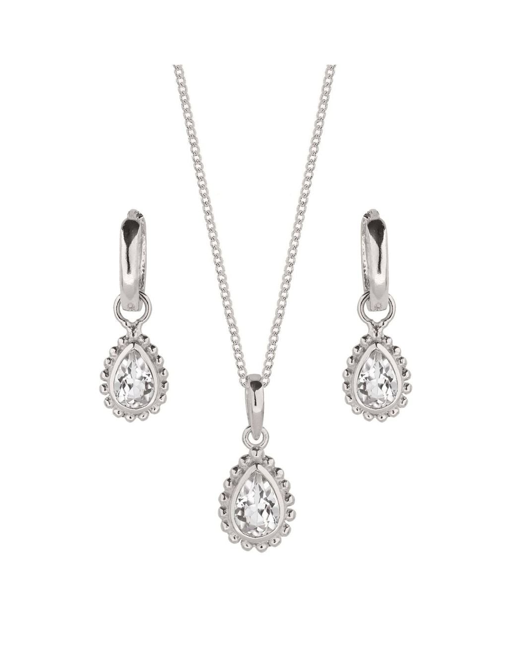 Charlotte's Web Jewellery Metallic April Birthstone Sterling Necklace And Earring Set