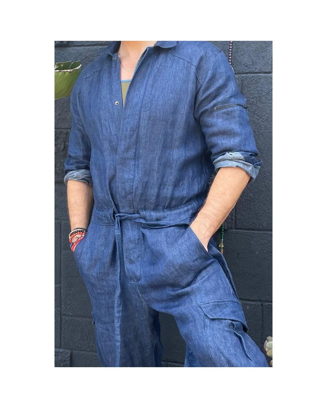 carlton jones Blue Cargo Coverall for men