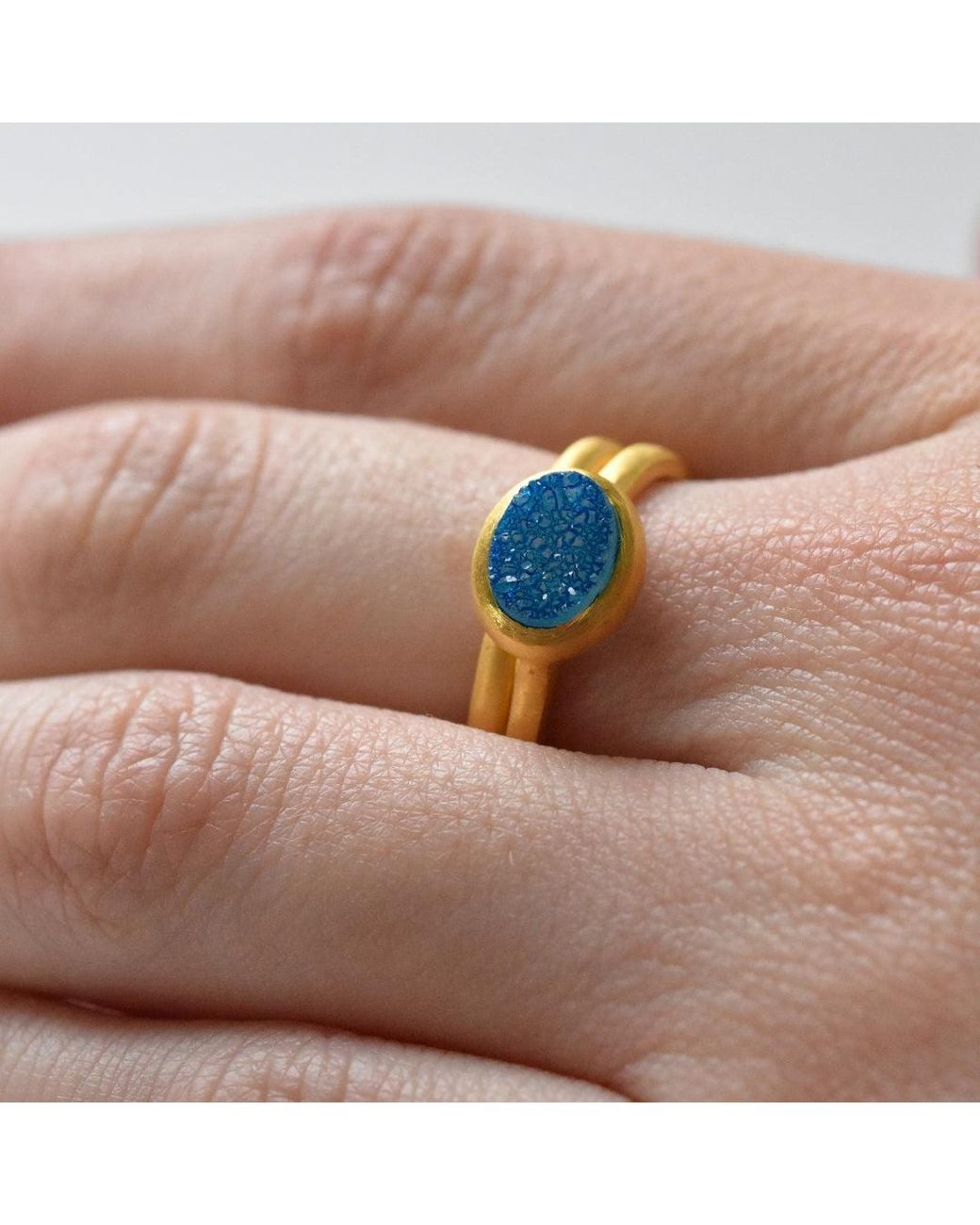 GEM BAZAAR Blue Balls Of Fire Stacking Ring