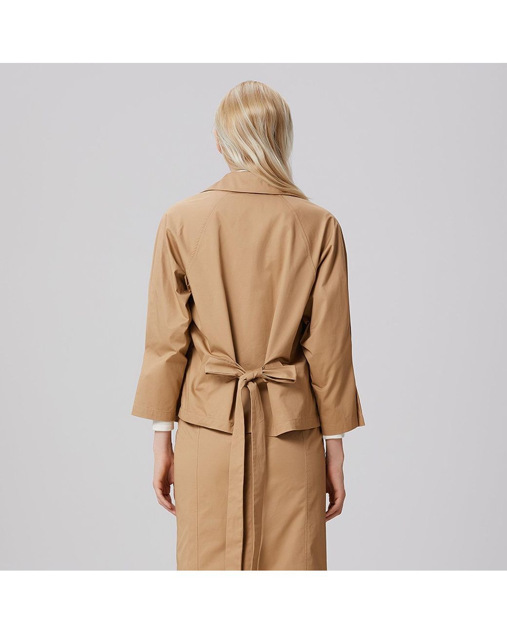 Smart and Joy Natural Double-Breasted Cotton Trench Jacket