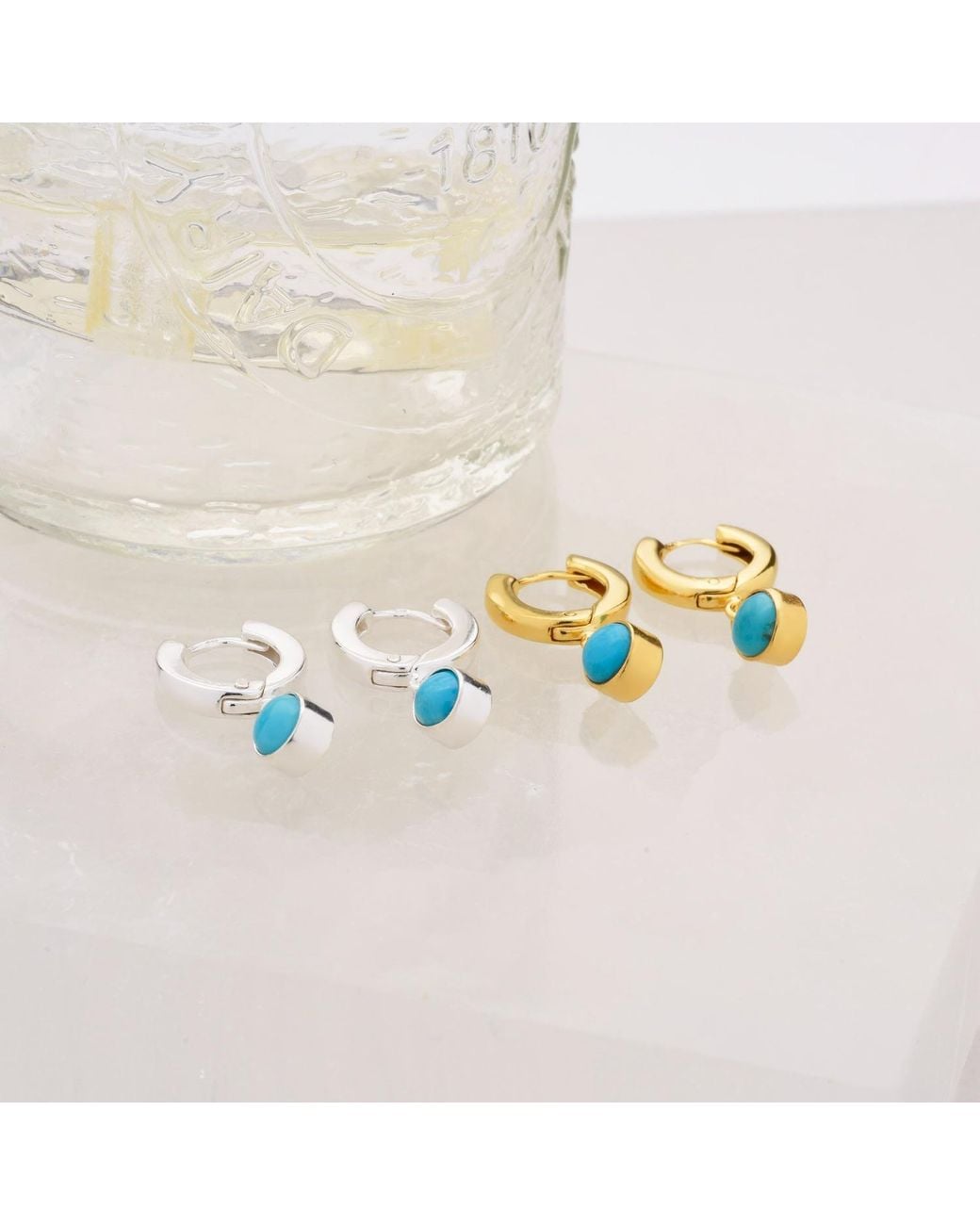Nellou Jewellery Metallic Gem Hoop December Birthstone Earrings Plated Sterling