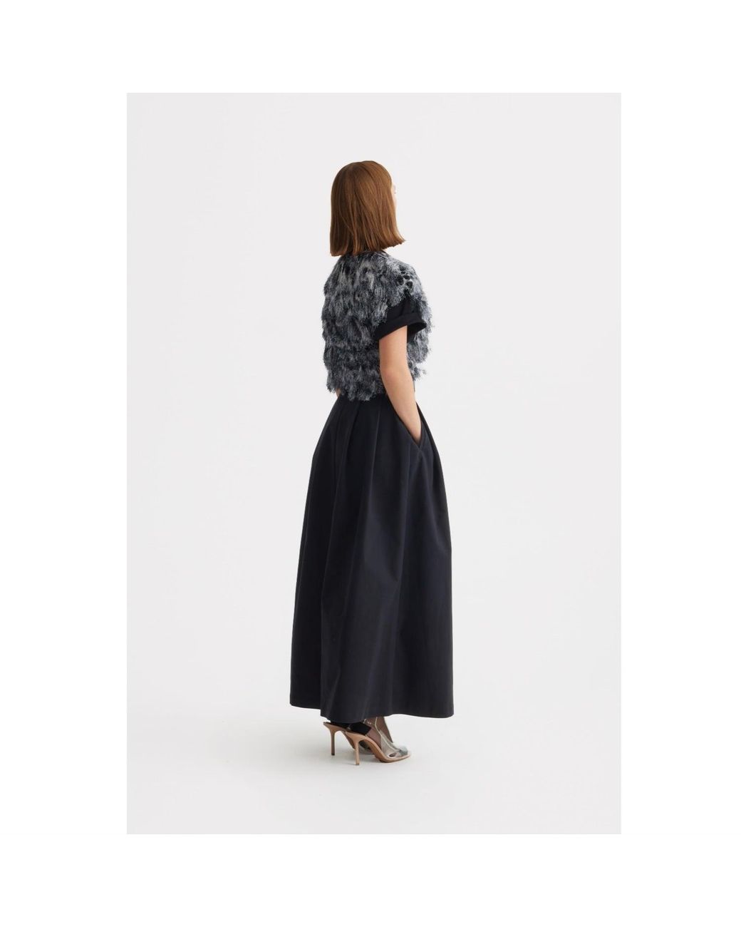 Julia Allert Black Casual A-Line Maxi High Waist Skirt
