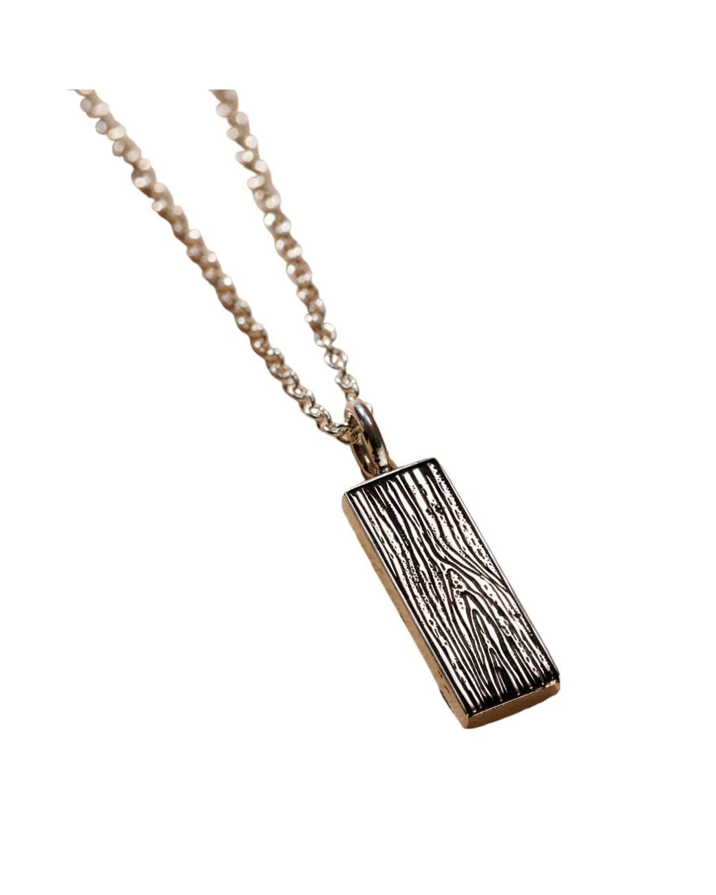 Posh Totty Designs Metallic Sterling Touch Wood Tag Necklace for men