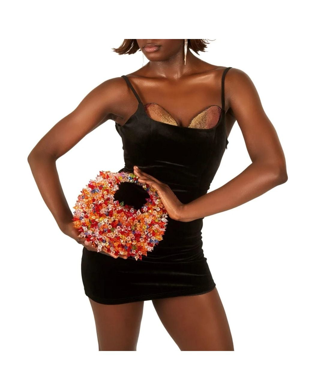 Marteya Black Leto Sequin & Beaded Velvet Mini Dress