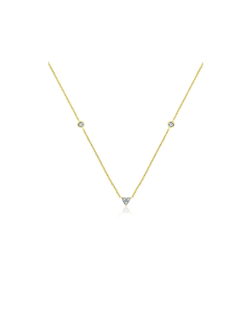 Genevieve Collection Metallic 18k Yellow Gold Trianlgle Shape Diamond Necklace / Choker