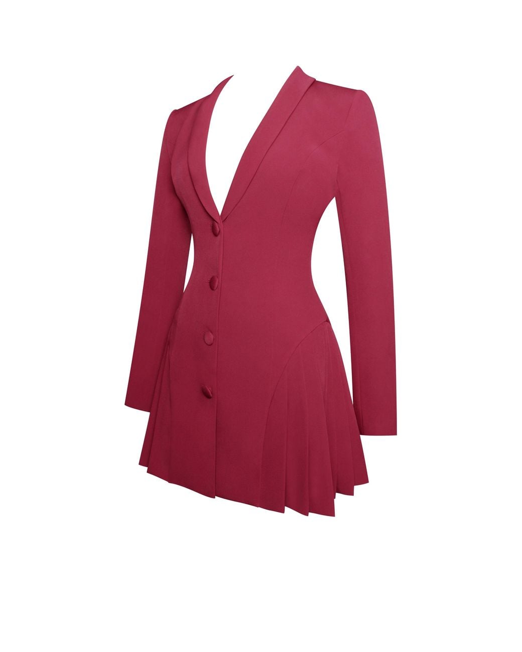 Miss Circle New York Red Delia Burgundy Blazer Dress With Pleated Detail