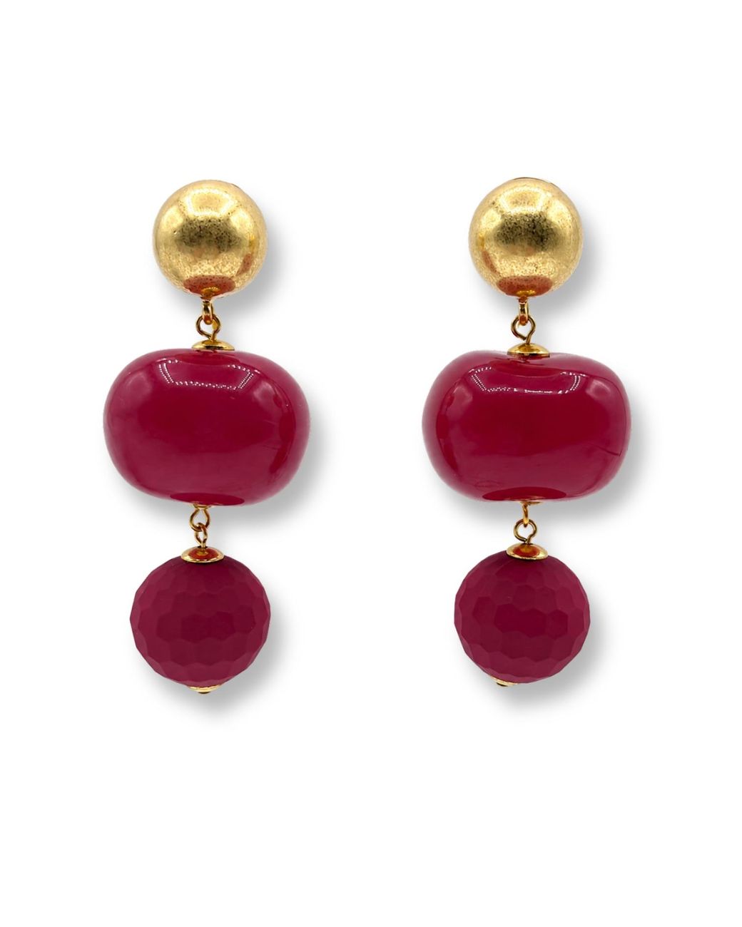 Michael Nash Jewelry Red Analise Triple Burgundy Resin Drop Pierced Earrings