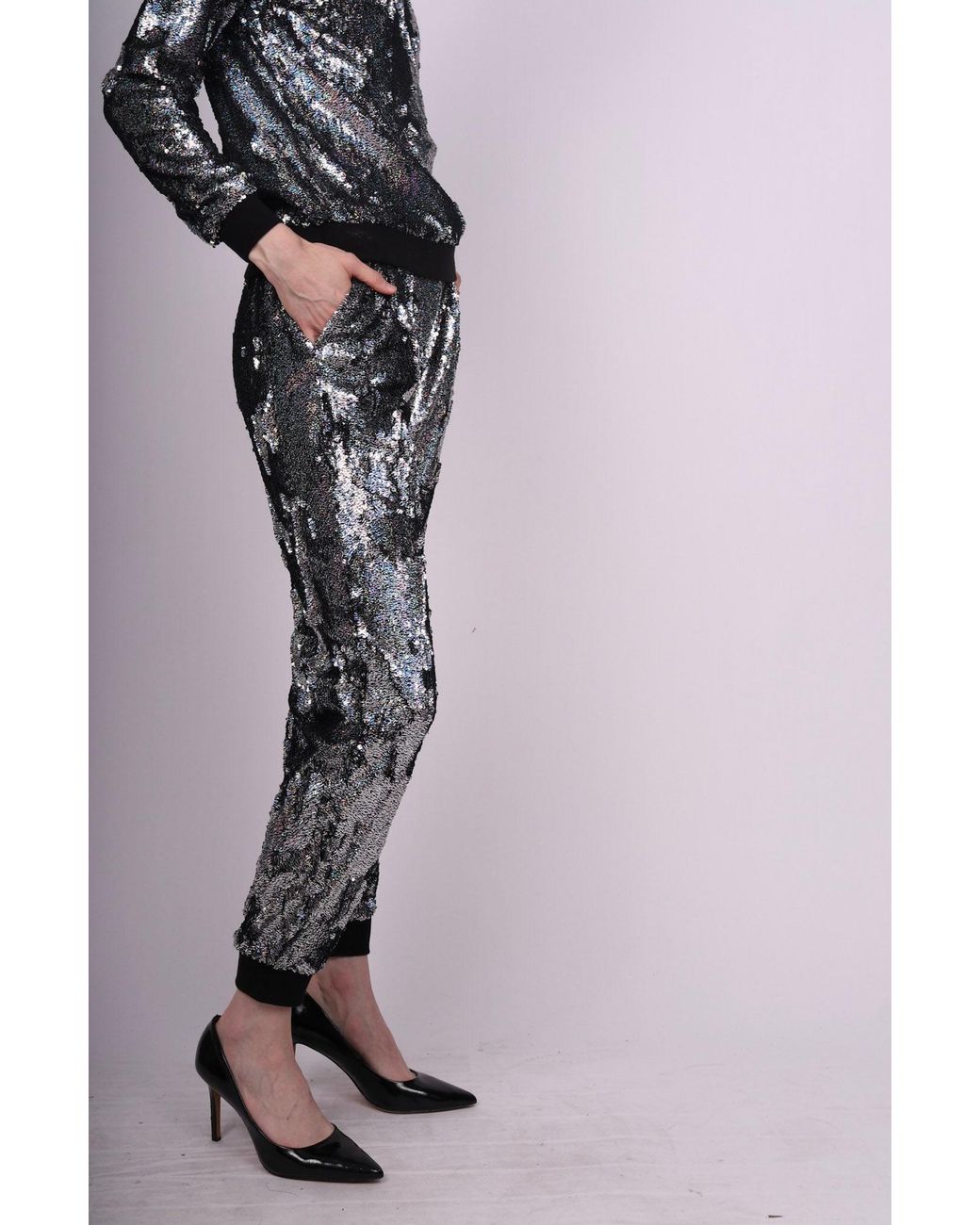 Any Old Iron Black Holographic Glitter Forever Sequin Joggers