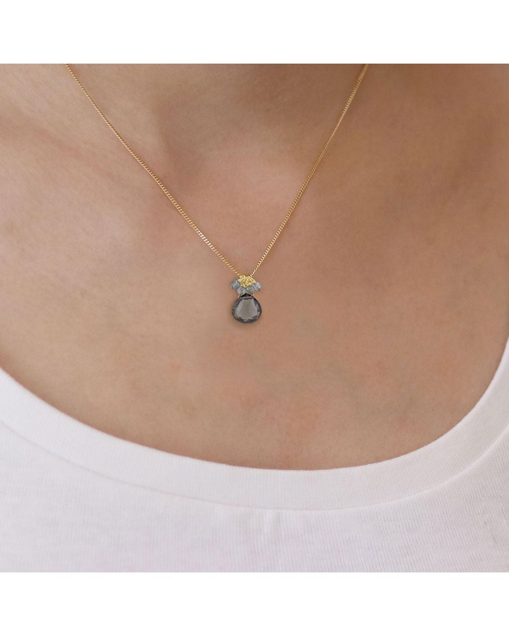 MOUNIR LONDON Metallic Smokey Quartz Cluster Drop Pendant