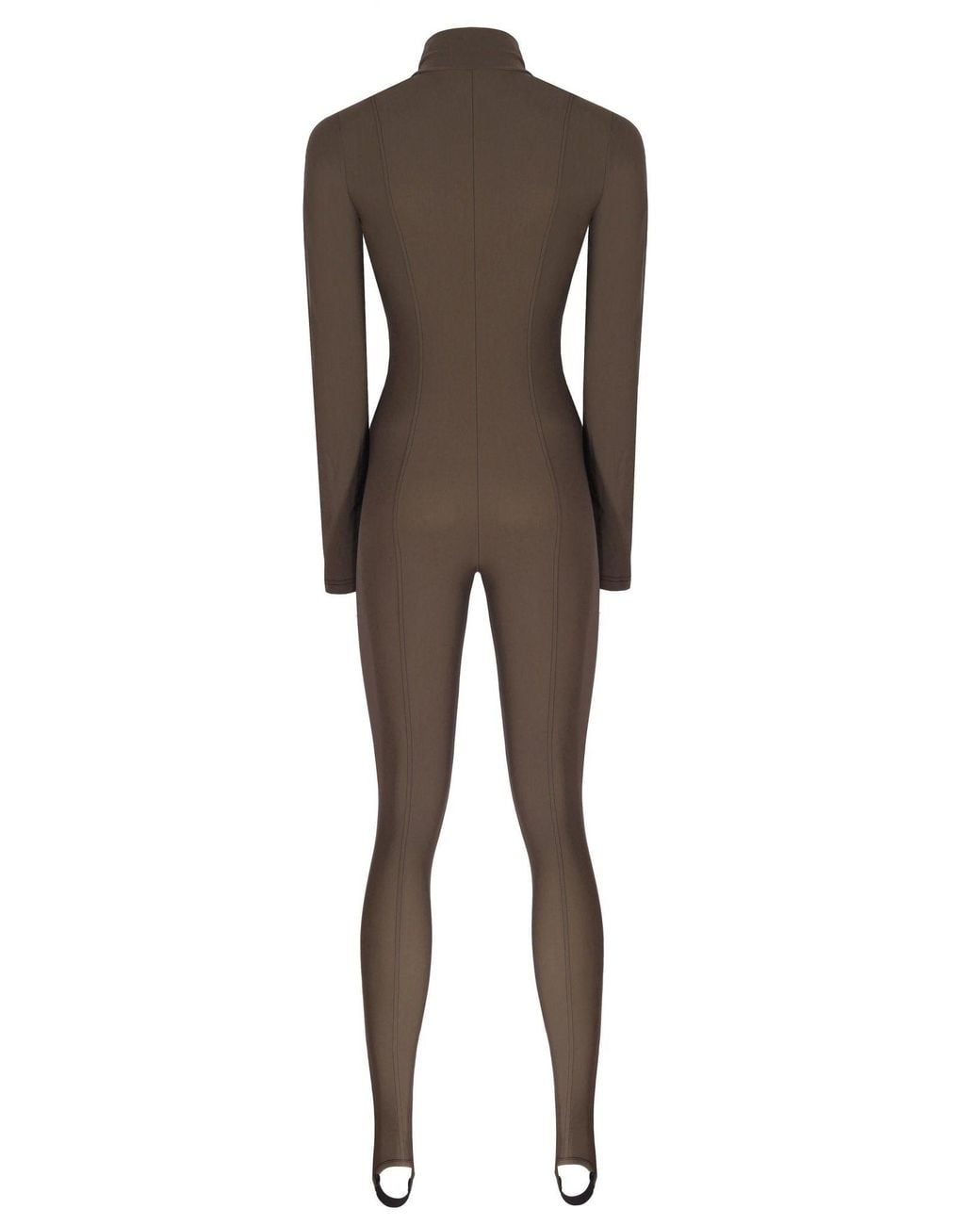 No'design Brown Zip-Up Elastic Hem Khaki Jumpsuit