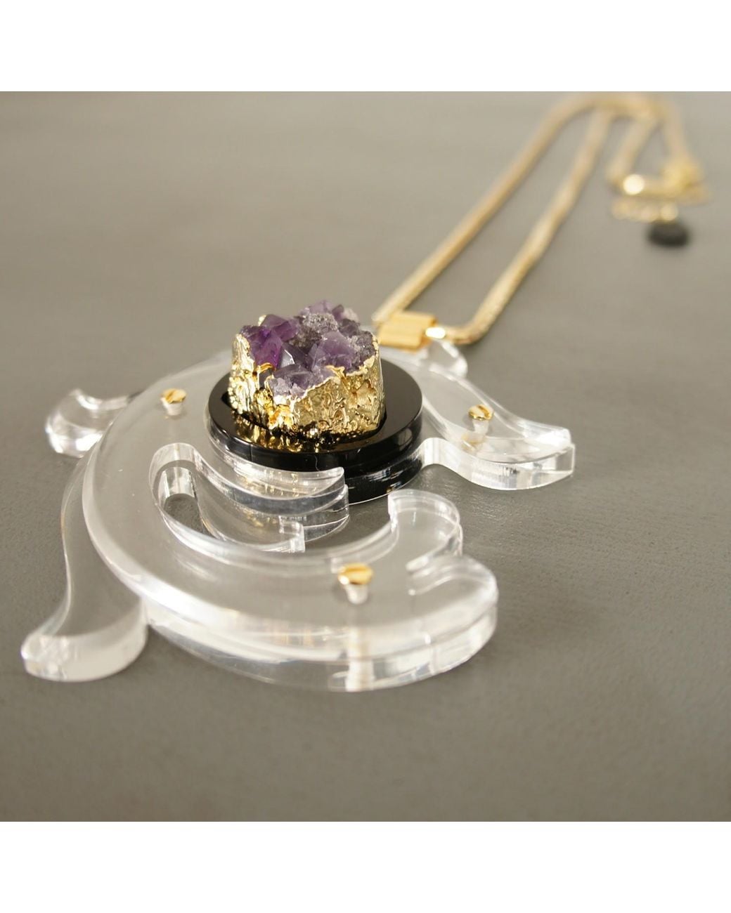 Gissa Bicalho Black Handmade Acrylic Necklace Pendant Aura