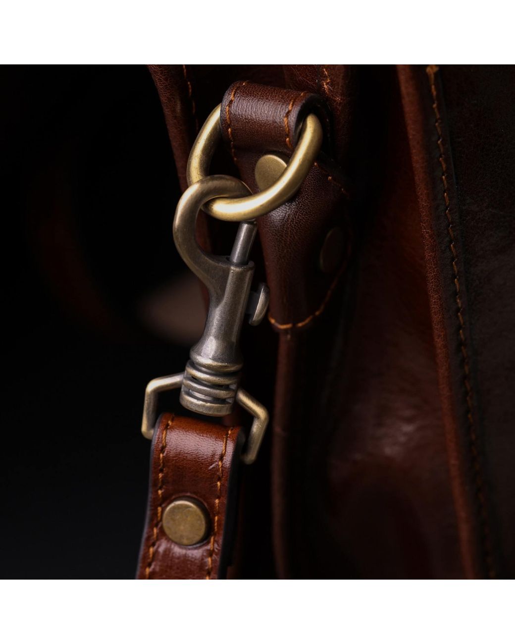 Time Resistance Brown Leather Briefcase Laptop Bag for men