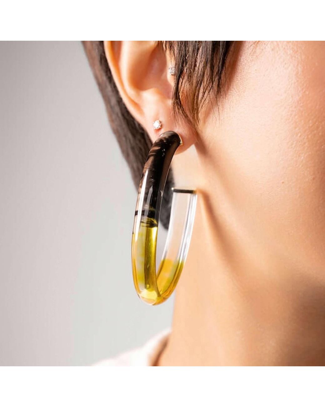 Gold & Honey Multicolor Xl Oval Tie Dye Lucite Hoop Earrings