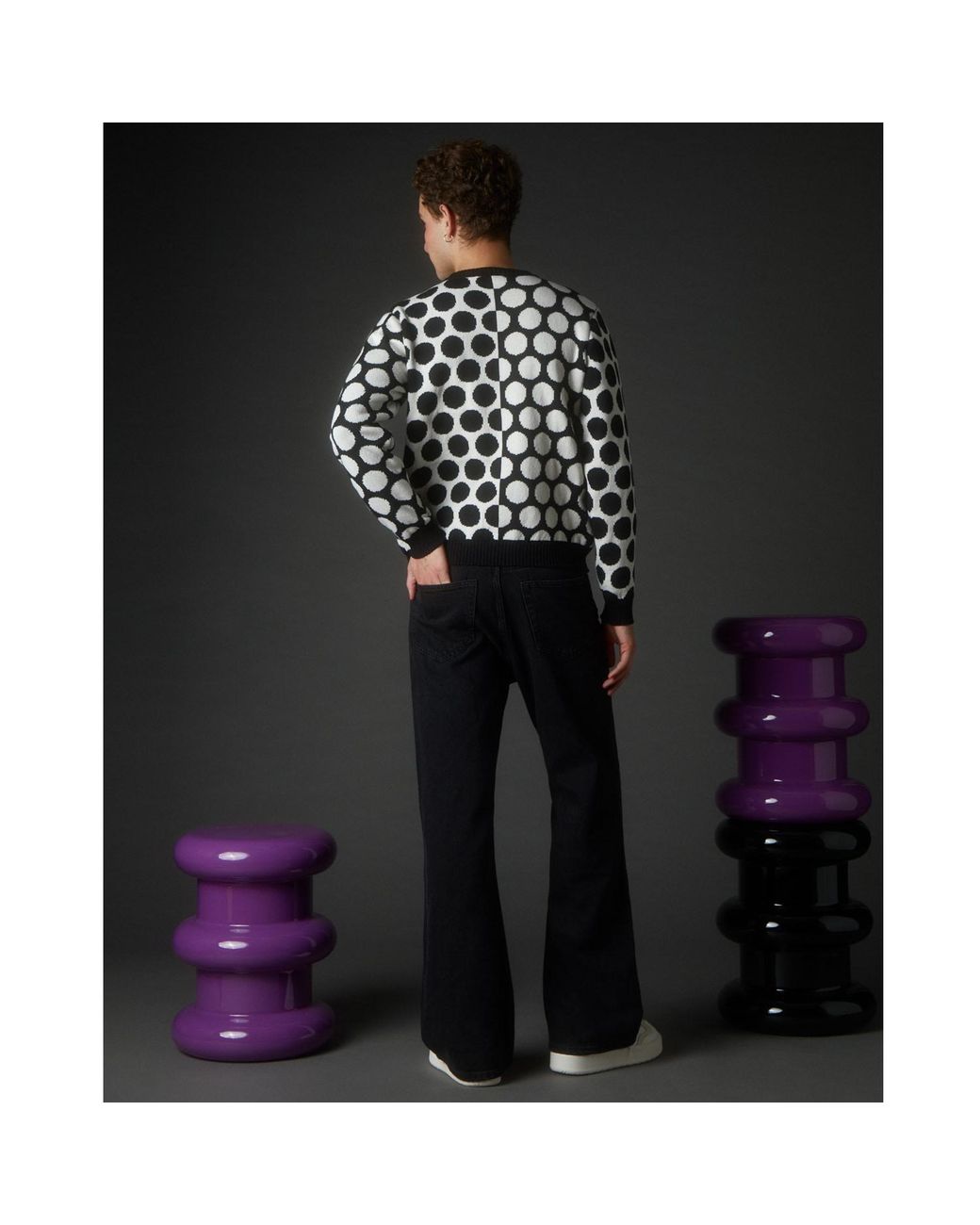 INGMARSON Black Reversed Circles Wool & Cashmere Jumper for men