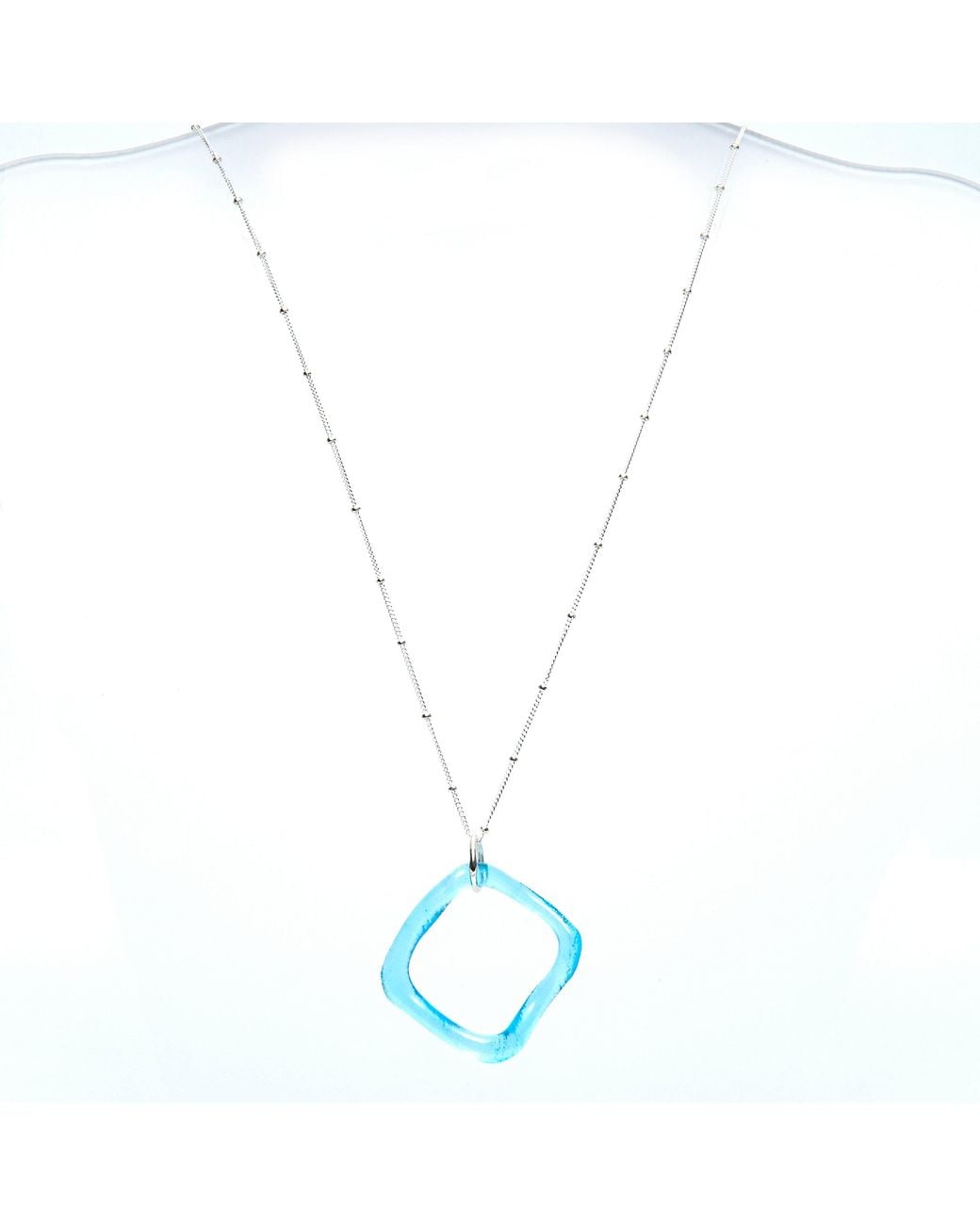 Smart Glass Jewelry Blue Recycled Gin Bottle Simple Ruffle Necklace Sterling