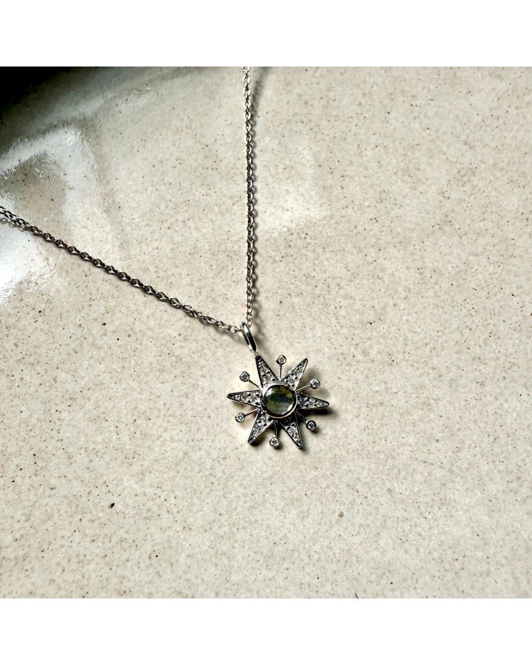 Zohreh White Limited Edition Diamond & Labradorite Star Pendant 9K