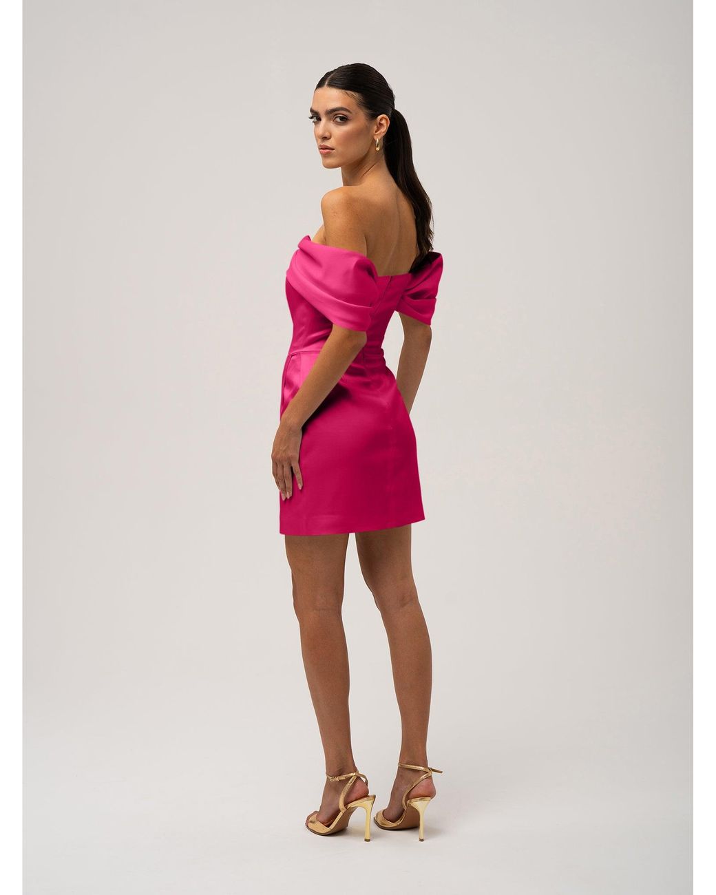 Tia Dorraine Pink Heavenly Kissed Draped Satin Mini Dress
