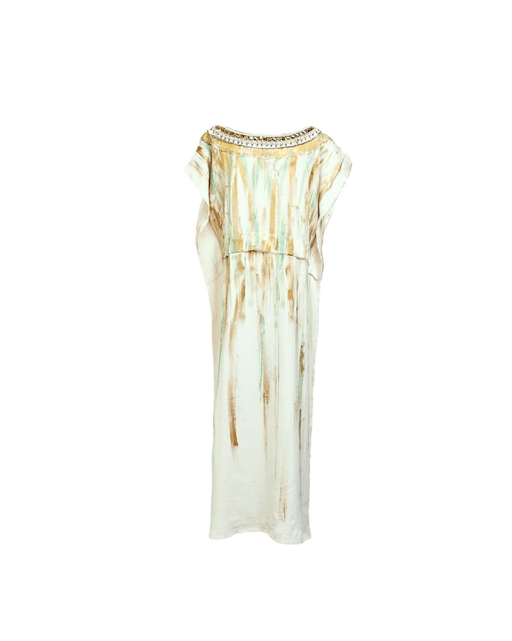 Saniya Khan Metallic Mint Painted Caftan