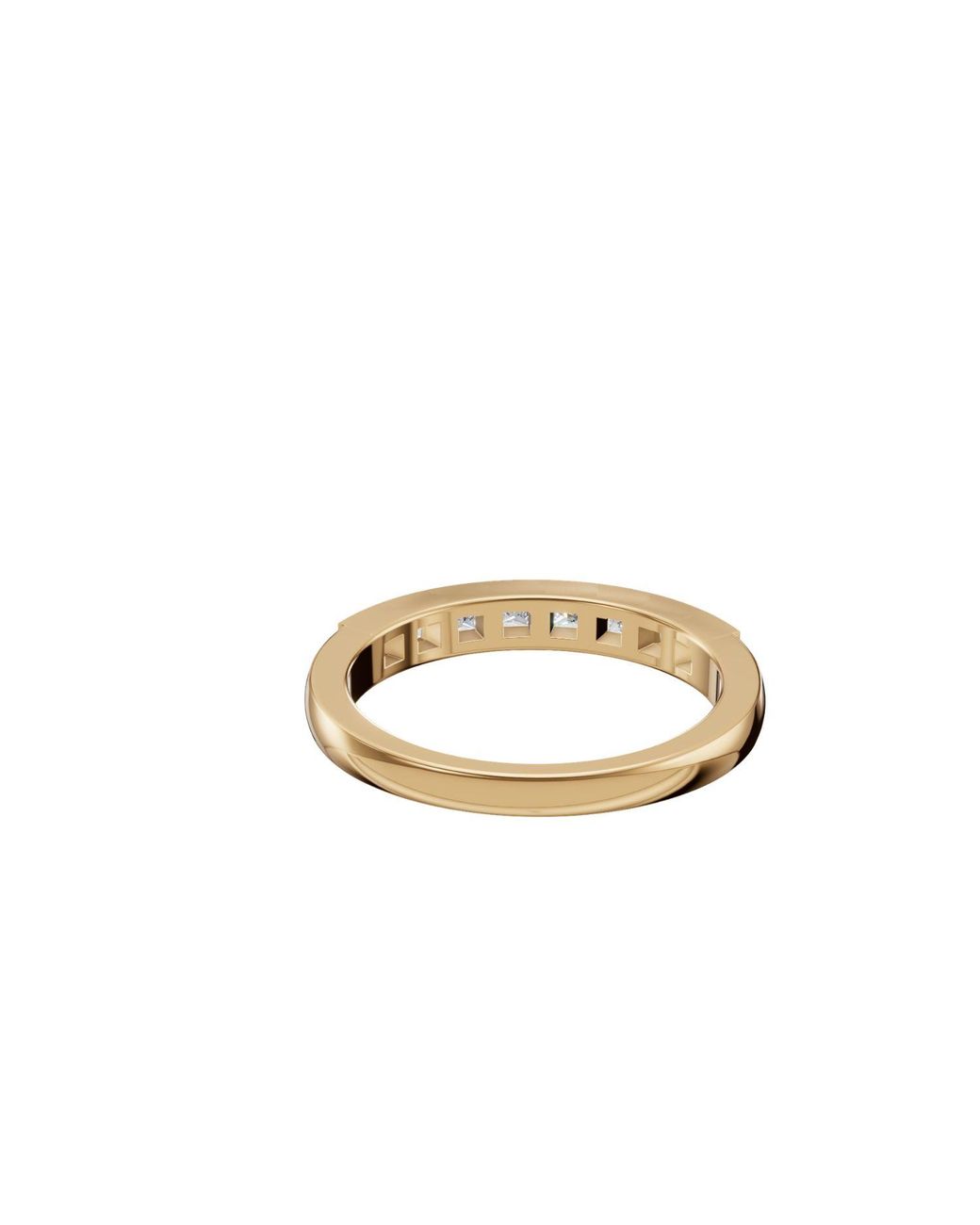 Aya Fine Jewelry Metallic Wren Princess Cut Lab Grown Diamond Channel- Set Stacking Band Ring